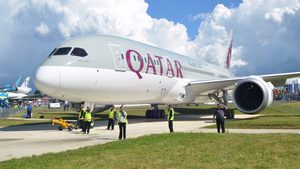 Qatar Airways profit A Qatar Airways Boeing 787 Dreamliner; the airline's growing fleet  was made up of 292 aircraft at March 31