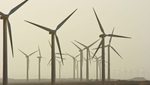 Wind turbines in the Sinai Peninsula, Egypt. Solar, wind and hydropower make up only 11.5% of Egypt's electricity generation