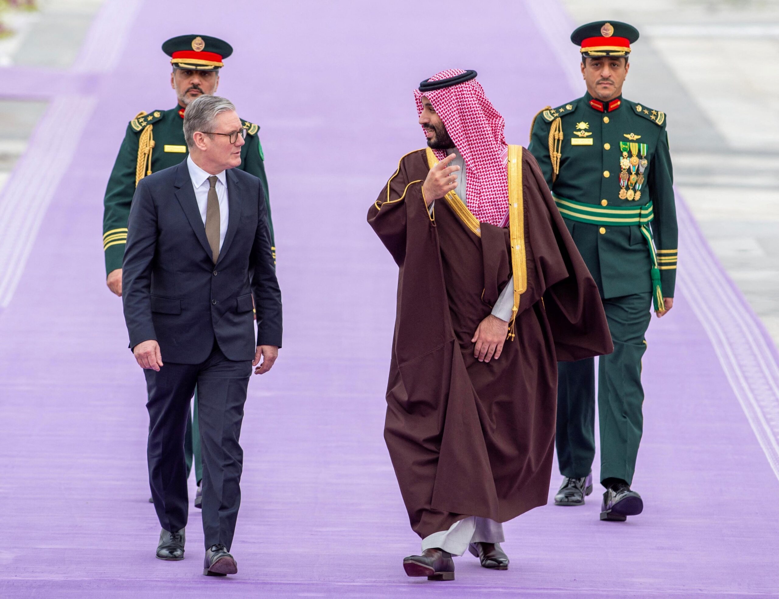 UK prime minister Keir Starmer is greeted by Crown Prince Mohammed bin Salman during a visit to Riyadh in December. The UK government says UK-GCC trade talks are continuing 'at pace'