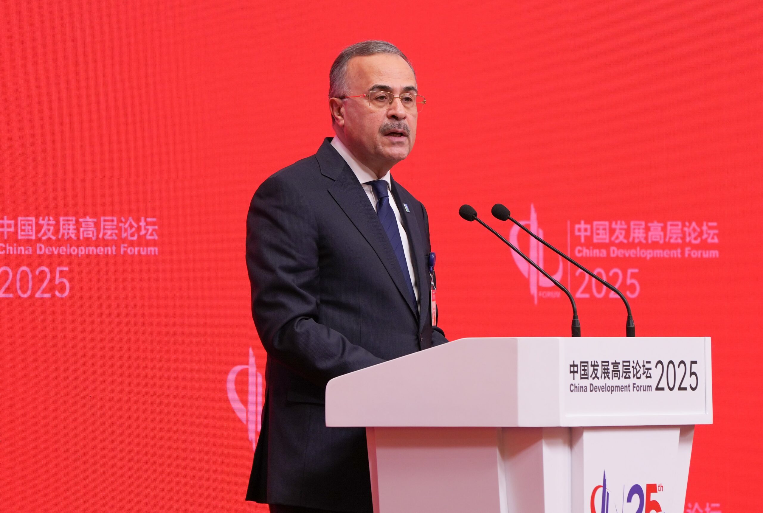 Saudi Aramco CEO Amin H. Nasser at the China Development Forum in Beijing in March. The company will release its Q1 results on Sunday