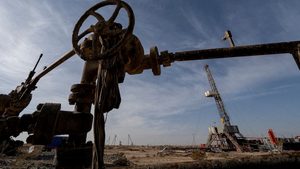 A drilling rig at the Zhetybay field in Kazakhstan. It defied Opec+ this month when its energy minister said he will prioritise national interests over those of Opec+