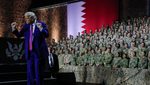 Donald Trump speaks to troops at a US base in Doha, Qatar. Defence and AI top the list of trade deals between the US and GCC countries
