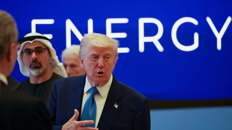 US and UAE energy: President Donald Trump and Crown Prince of Abu Dhabi Sheikh Khaled bin Mohamed bin Zayed Al Nahyan attend a business forum at Qasr Al Watan during the final stop of his Gulf visit, in Abu Dhabi, United Arab Emirates