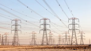 High voltage power lines in Kuwait. The country has had to restrict cryptocurrency mining to save power
