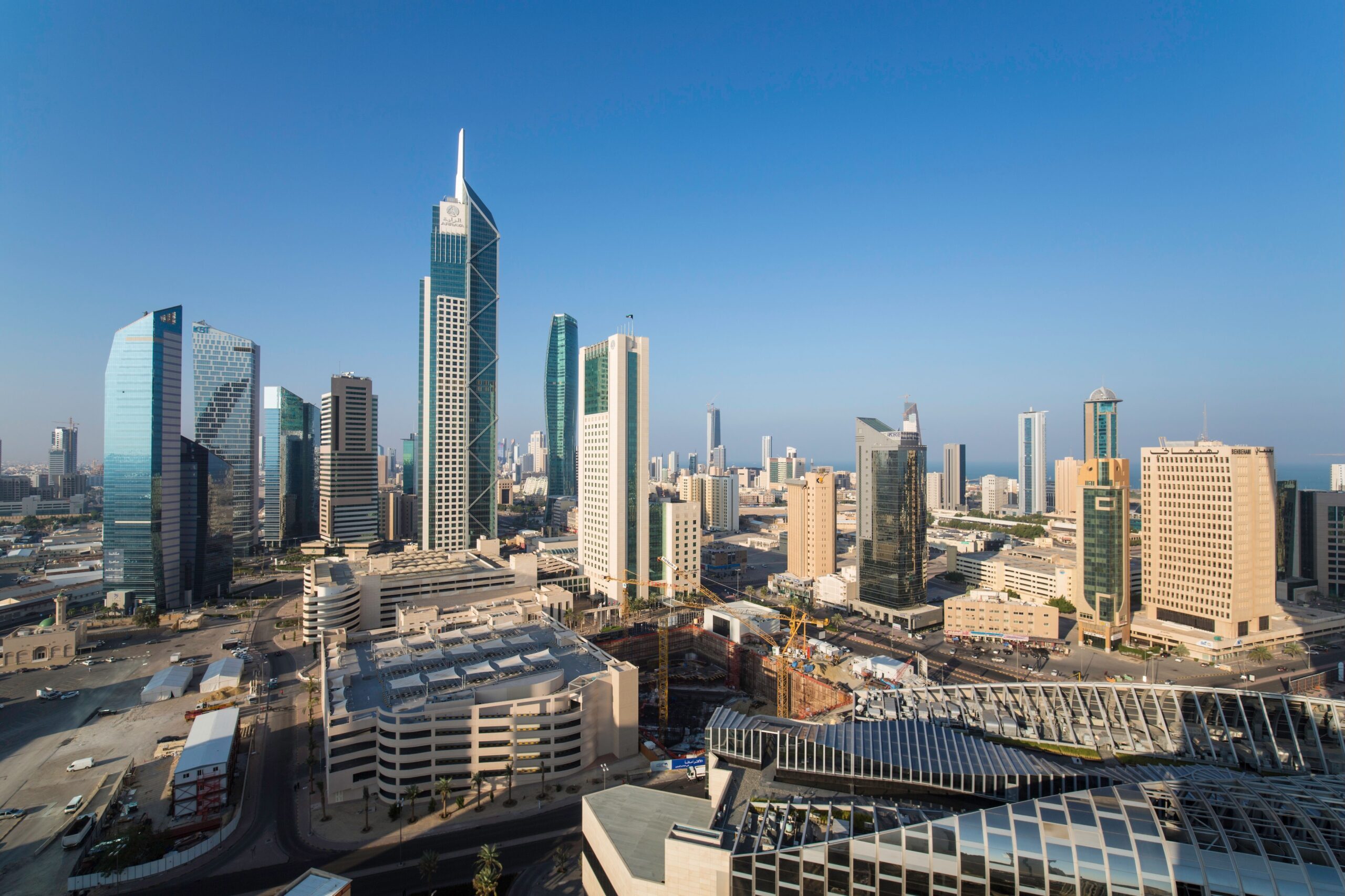 Kuwait City's central business district. Solar projects such as Shagaya will help Kuwait reach its target of 50% renewables by 2050
