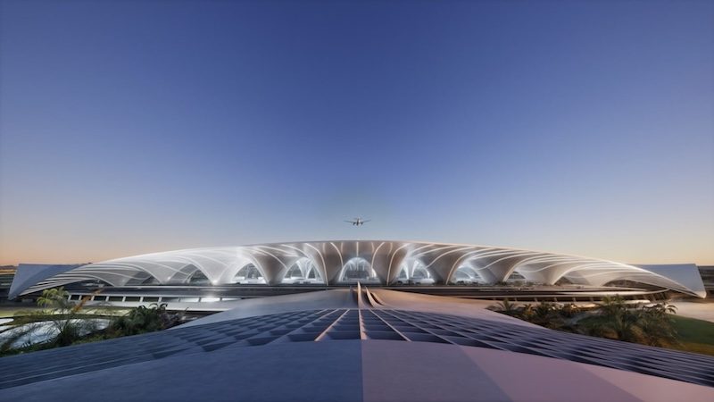 The first phase of Al Maktoum International Airport includes the construction of a passenger terminal and four concourses