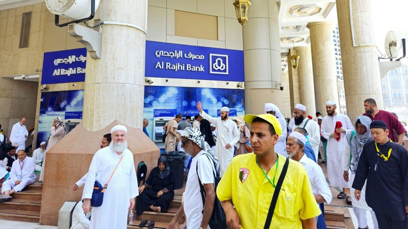 3AR786B Mecca, Saudi Arabia, June 7 2024: Alrajhi Bank, Al Rajhi Banking and Investment Corporation, a Saudi Arabian bank and the world's largest Islamic bank