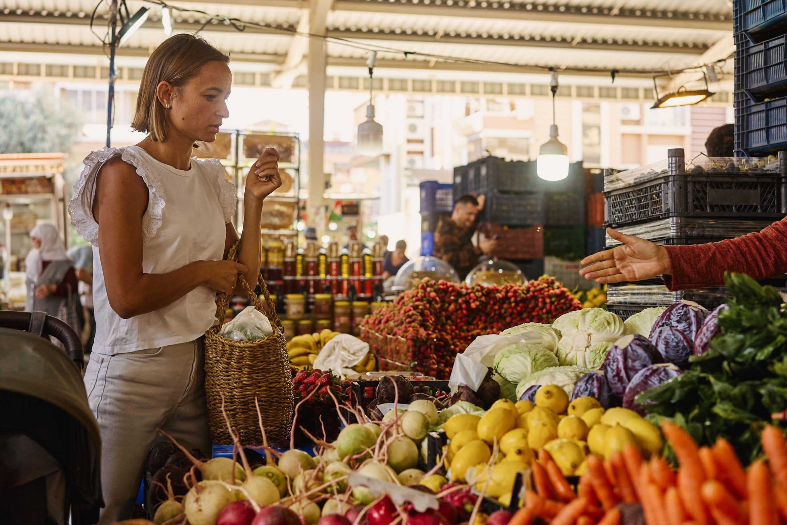 Food shopping in Turkey’s Antalya. Dramatic price increases for essentials like food and housing are squeezing Turkish households as inflation persists despite central bank efforts