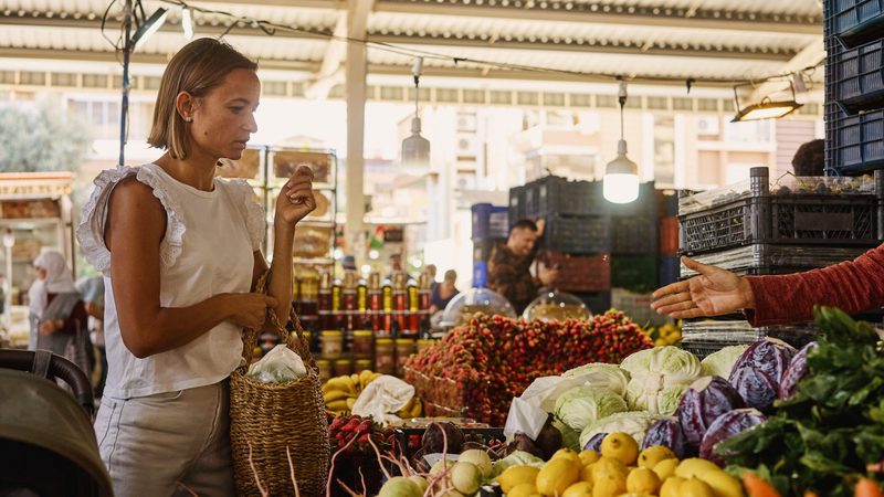 Food shopping in Turkey’s Antalya. Dramatic price increases for essentials like food and housing are squeezing Turkish households as inflation persists despite central bank efforts