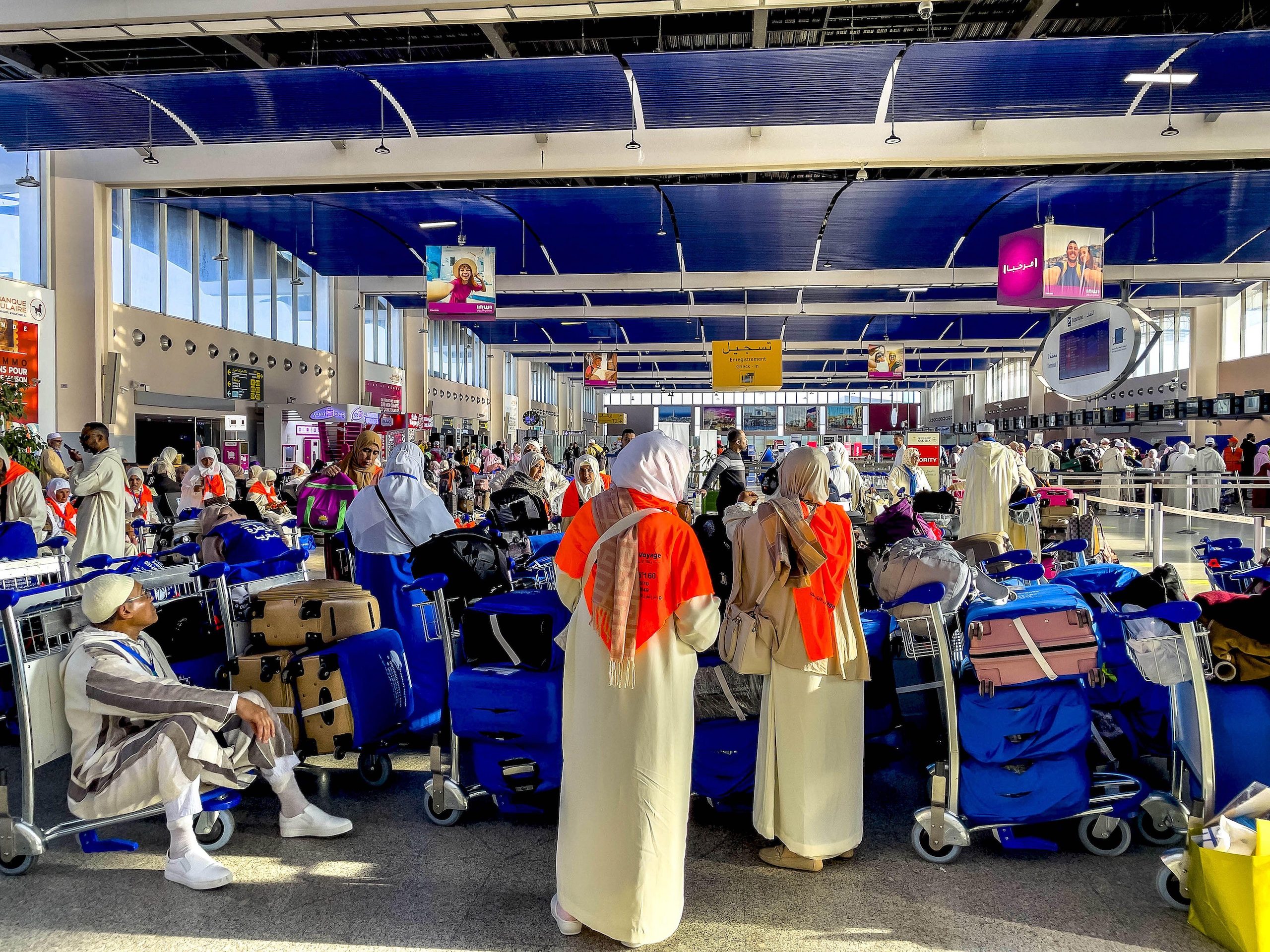 Pilgrims at Casablanca airport await flights to Mecca. The new terminal will handle 30,000 passengers a day