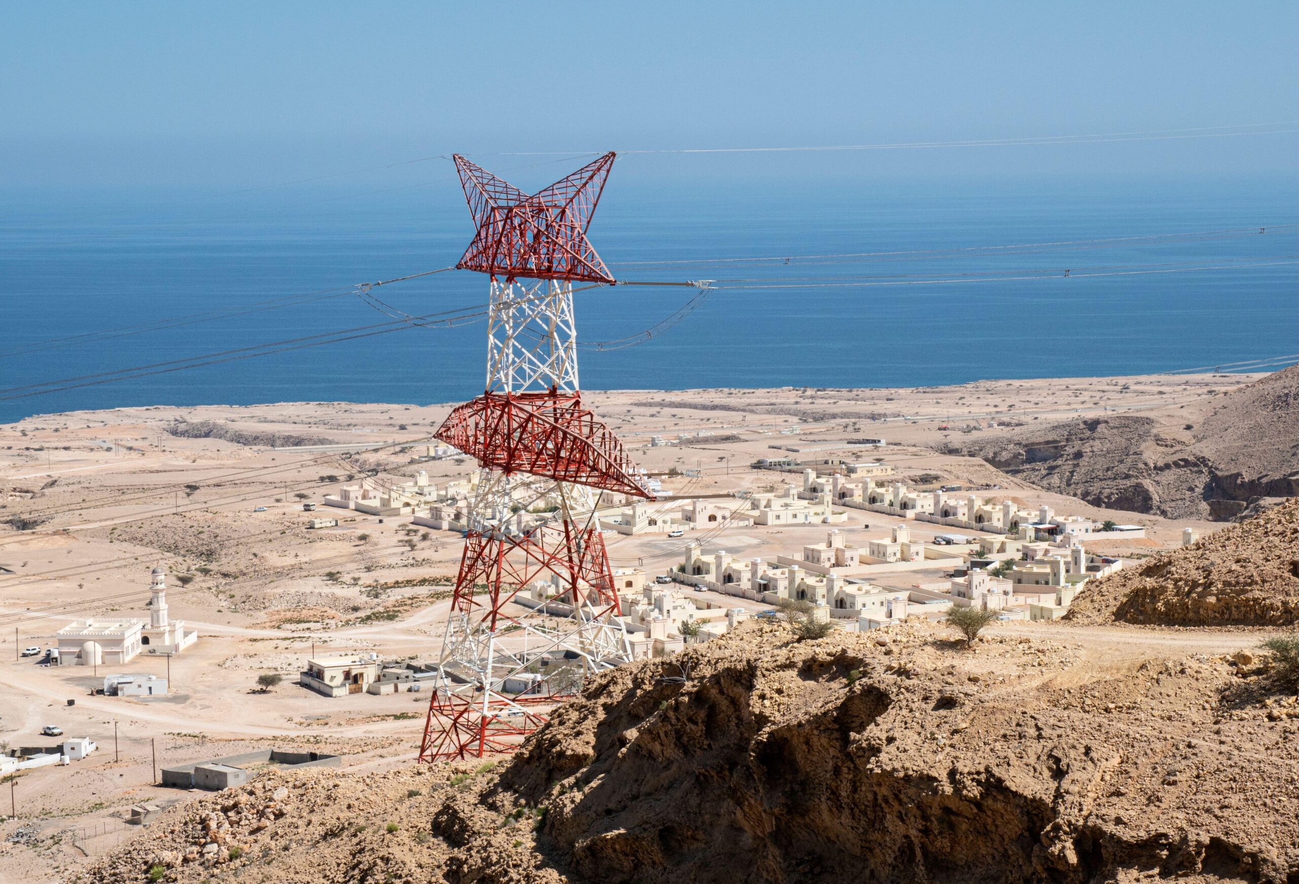 Power lines in Wadi Fins, Oman. The Yemen project represents 'a significant step towards promoting regional power connectivity' Monenco said