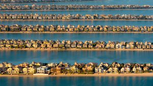 Villas on Palm Jumeirah. Dubai Residential REIT shares rose 15% during the first day of trading