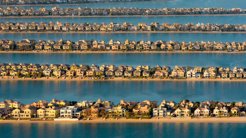 Villas on Palm Jumeirah. Dubai Residential REIT shares rose 15% during the first day of trading