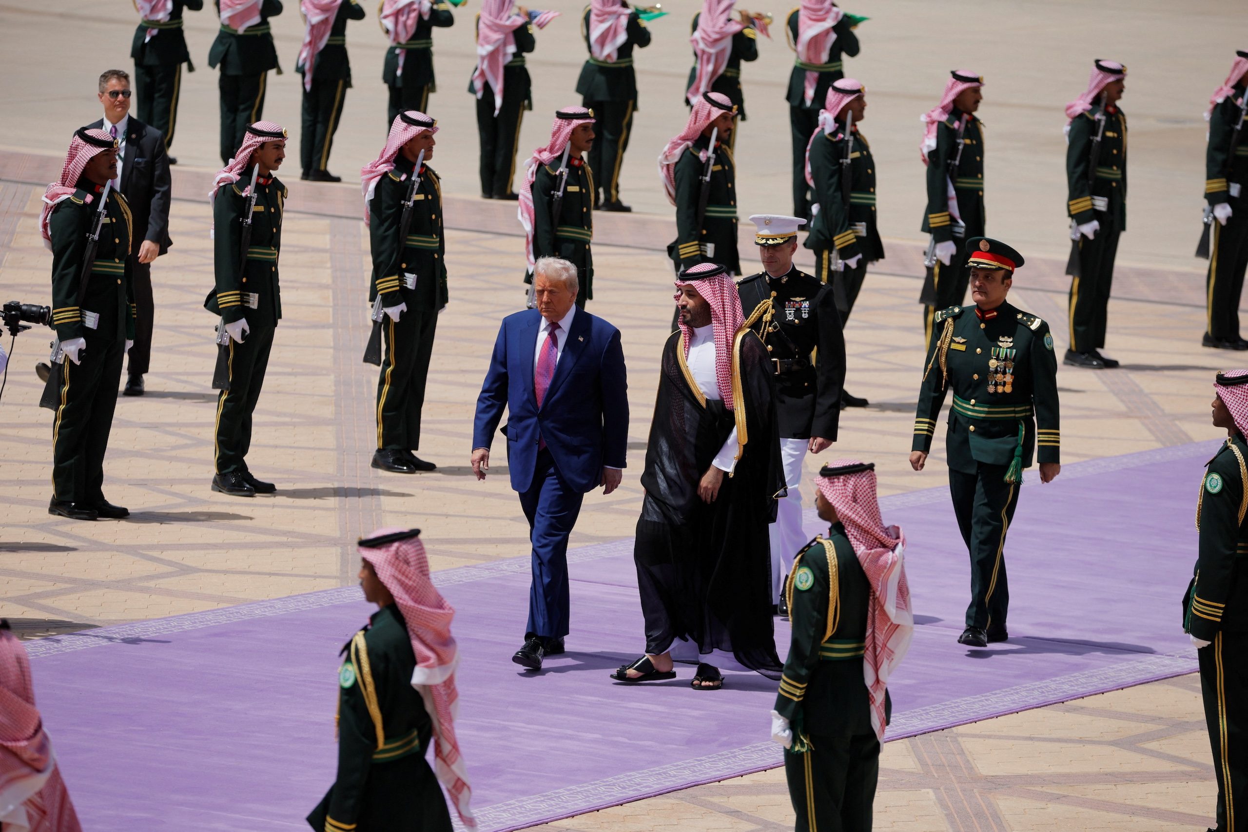 President Donald Trump and Saudi Crown Prince Mohammed bin Salman at King Khalid International Airport in Riyadh