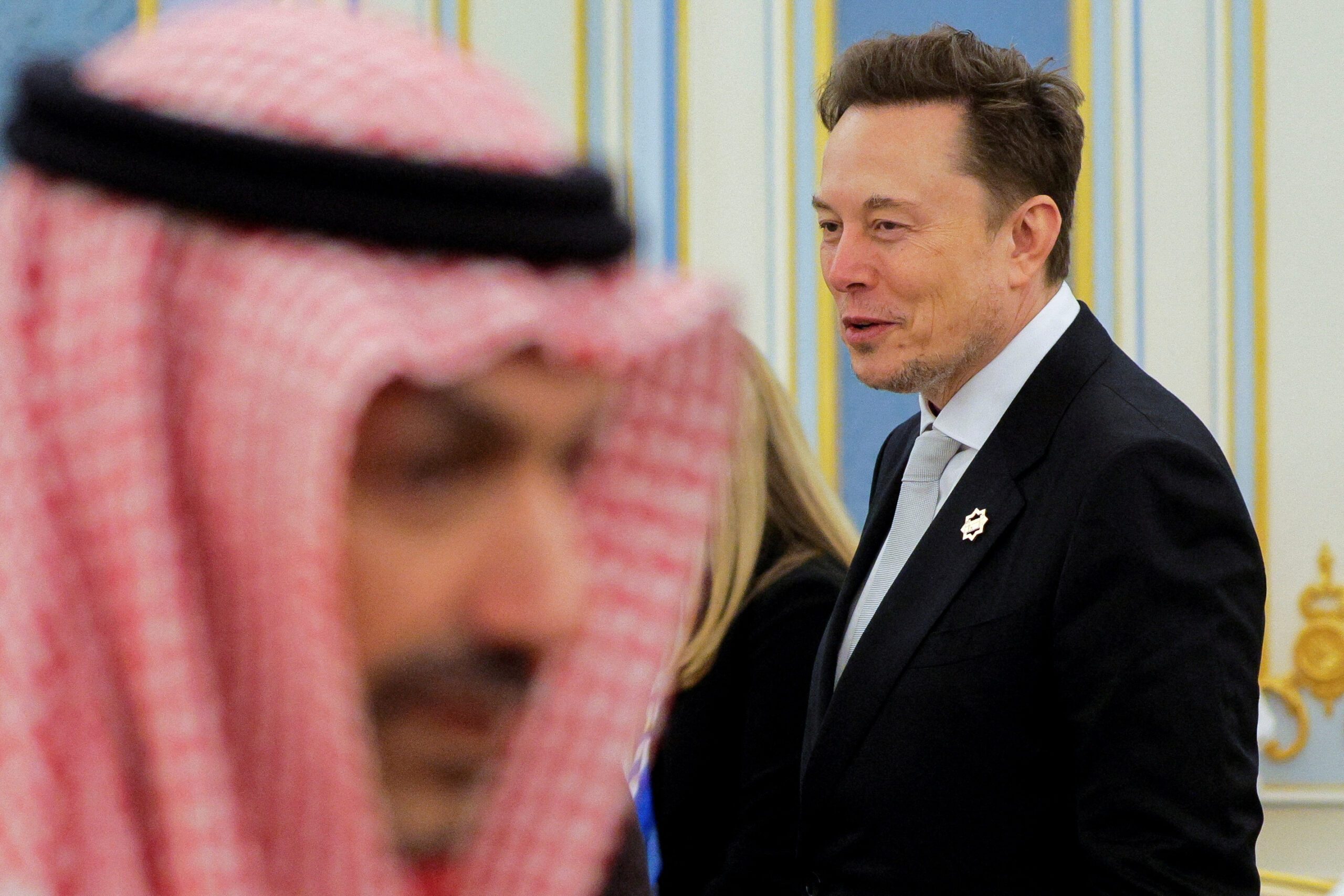 SpaceX owner Elon Musk looks on as he visits Riyadh during President Trump’s Middle East mission. Emirates and SpaceX are discussing in-flight Starlink services