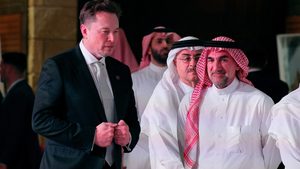 PIF governor Yasir Al-Rumayyan with tech boss Elon Musk during Donald Trump's visit to Saudi Arabia earlier this week