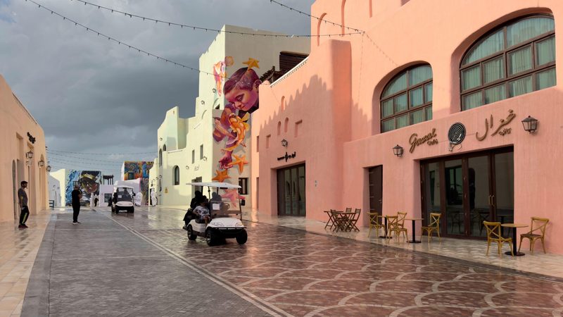 Doha's Mina District during a rainstorm. A major part of Qatar's infrastructure drive is to reuse rainwater for irrigation and cooling