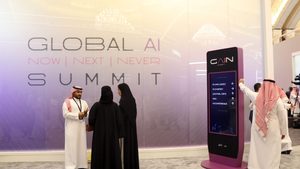 Attendees at the Gain AI summit in Riyadh in 2024. Saudi Arabia hopes advantages in AI will reinforce the kingdom's geoeconomic and geostrategic power