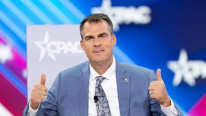 Governor of Oklahoma Kevin Stitt speaks during CPAC Texas 2022 conference at Hilton Anatole in Dallas on August 5, 2022. (Photo by Lev Radin/Sipa USA)No Use Germany. FDI