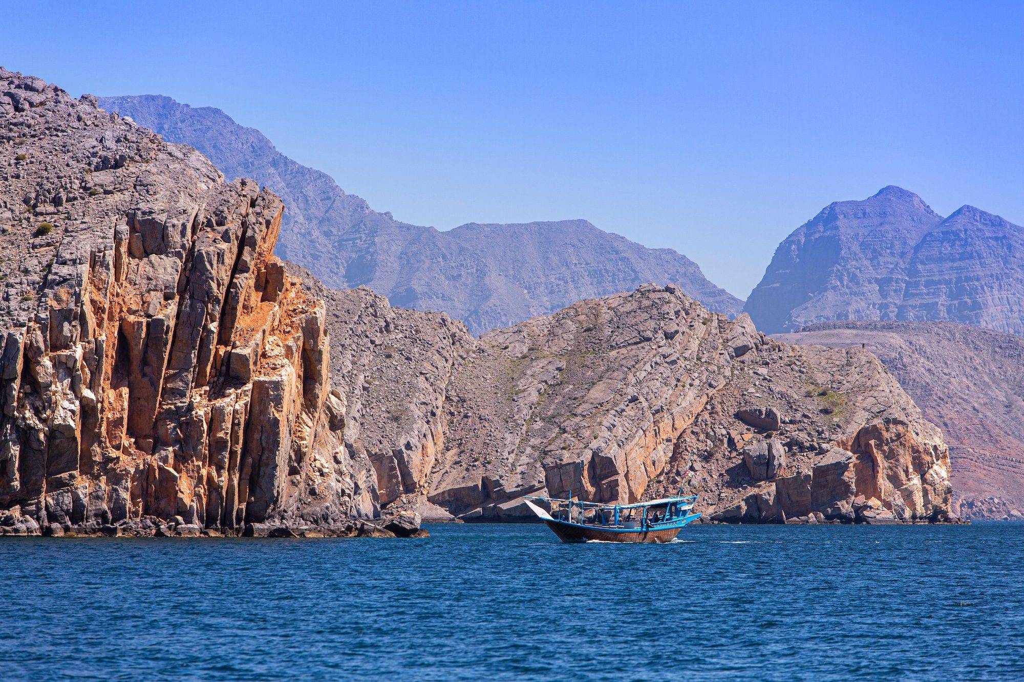 Dhow cruise of the Fjords of Arabia, Musandam Peninsula near Khasab, Oman