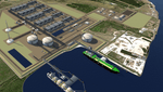 A CGI of the Louisiana LNG facility. Woodside announced the final investment decision last month