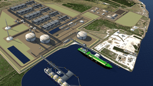 A CGI of the Louisiana LNG facility. Woodside announced the final investment decision last month