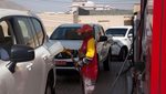 Petrol station in Al Hamra, Oman. Regulations require new petrol stations to include solar power, electric vehicle charging points, ATM’s and parking for a variety of vehicles