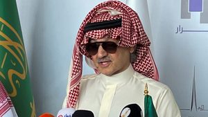 Saudi billionaire Prince Alwaleed bin Talal speaks at a news conference, in Jeddah, Saudi Arabia, January 20, 2025. REUTERS/Ibraheem Abu Mustafa