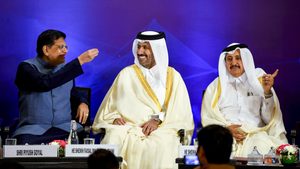 Qatar's minister of commerce and industry Sheikh Faisal Al Thani, centre, at the India-Qatar business forum in New Delhi on Tuesday. India is also a major FDI partner