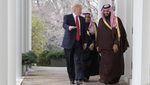 Donald Trump and Saudi Crown Prince Mohammed Bin Salman. Any potentially tricky issues are likely to be discussed behind closed doors at the Al Yamama Palace