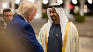 President Donald Trump is greeted by UAE President Sheikh Mohamed bin Zayed Al Nahyan. The first phase of Stargate UAE, the UAE-US collaboration, is planned to launch next year
