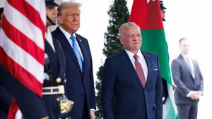 US President Donald Trump greets King of Jordan, Abdullah II Ibn Al-Hussein at a visit this February. Jordan are facing significant economic headwinds from potential new tariffs