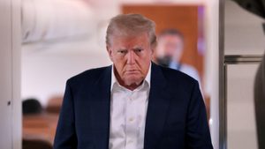 President Donald Trump on Air Force One. He will visit Qatar, Saudi Arabia and the UAE next week