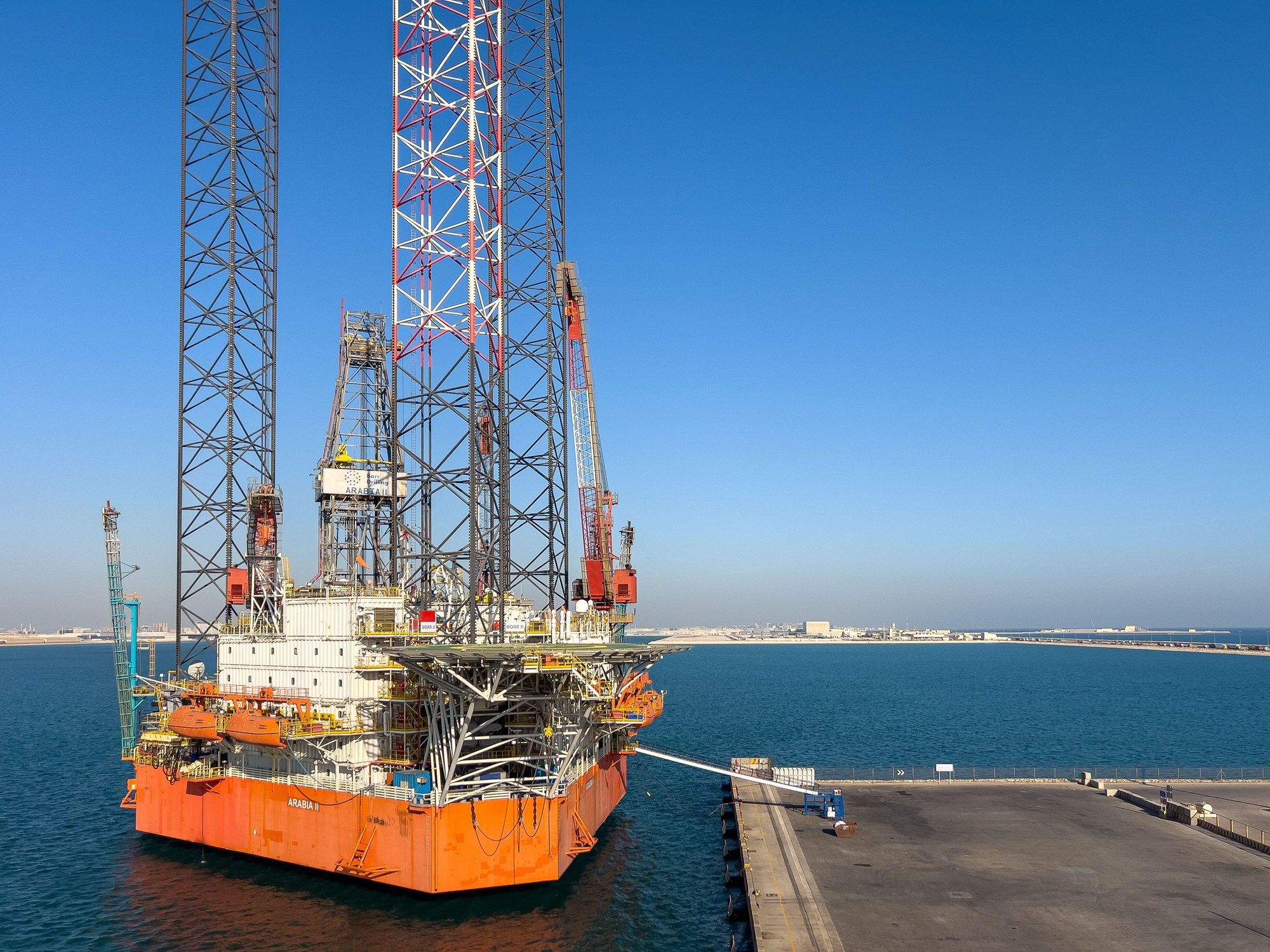 An offshore oil rig docked in Bahrain. The kingdom remains the Gulf's smallest oil producer