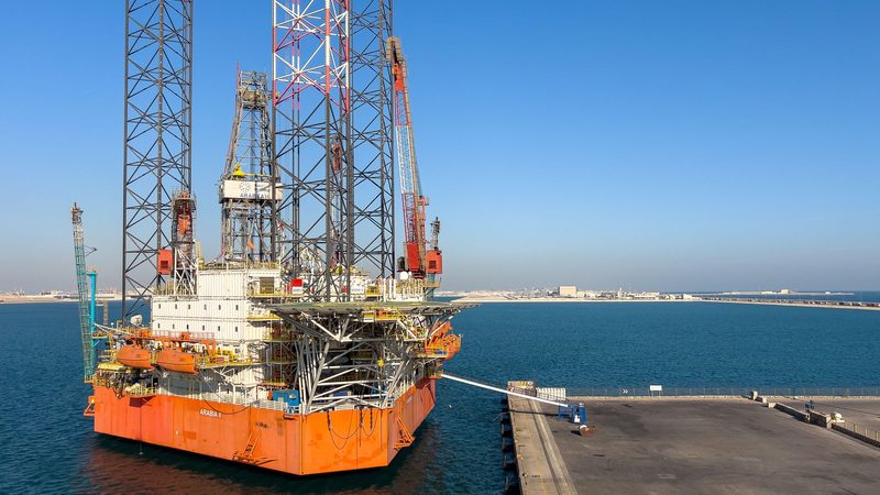 An offshore oil rig docked in Bahrain. The kingdom remains the Gulf's smallest oil producer