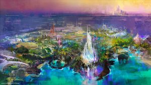 An undated artist's impression of a Disney theme park resort which the Walt Disney Company and Miral plan to construct in Abu Dhabi