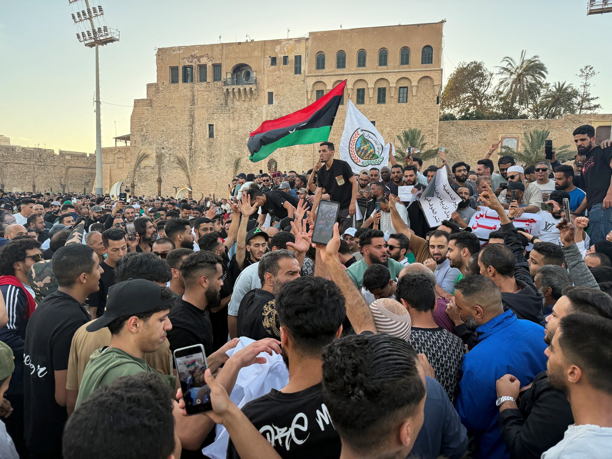 Protests against the Libyan Government of National Unity in Tripoli. Clashes may interfere with oil licensing
