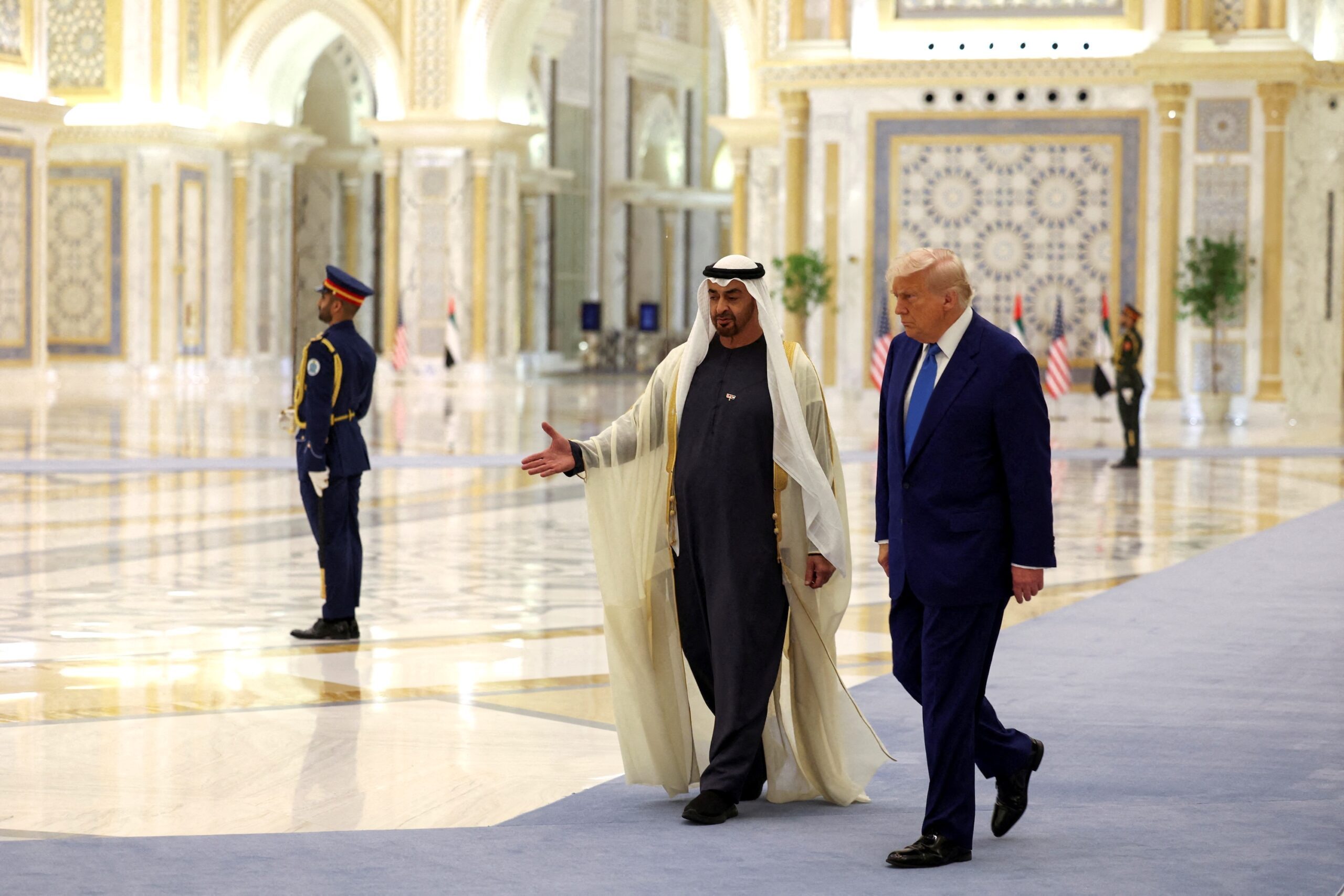 Donald Trump was greeted by Sheikh Mohamed bin Zayed Al Nahyan at Qasr Al Watan