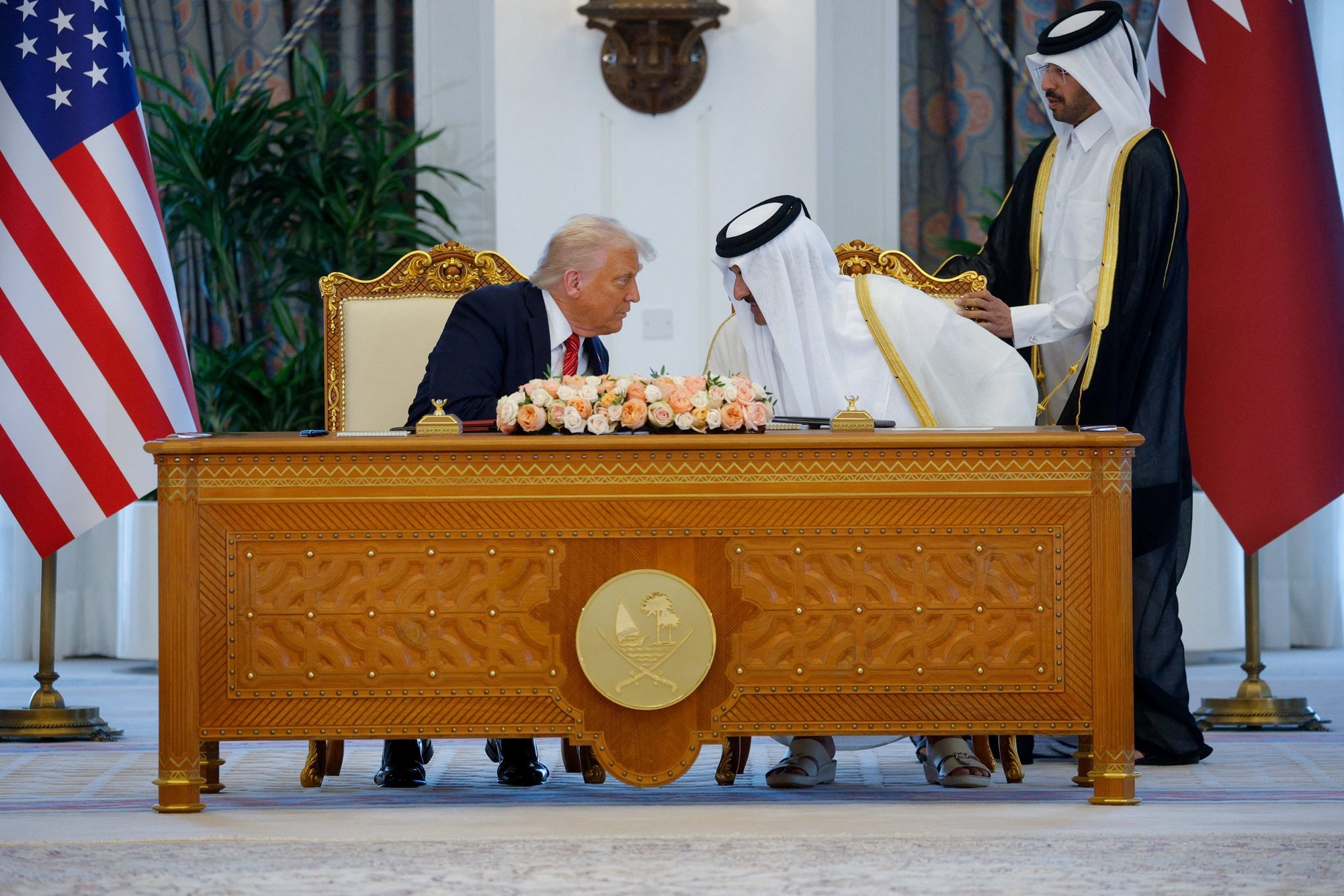 US President Donald Trump and Qatar's Emir Tamim bin Hamad Al Thani, who predicted 'going to another level of relationship' between the two countries