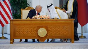US President Donald Trump and Qatar's Emir Tamim bin Hamad Al Thani, who predicted 'going to another level of relationship' between the two countries