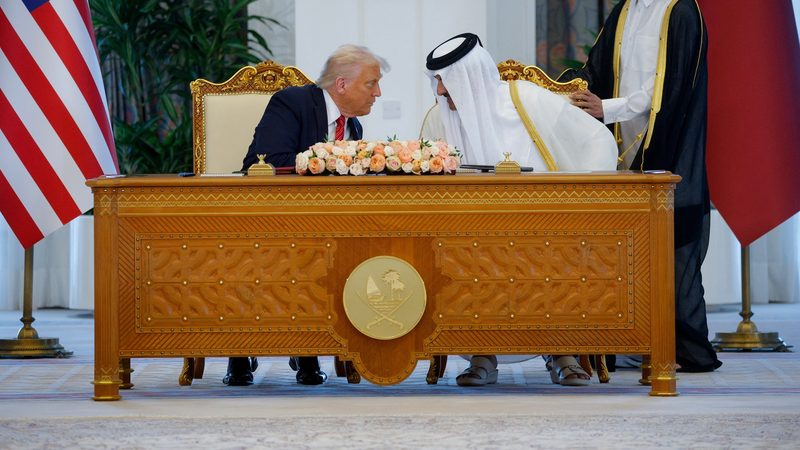 US President Donald Trump and Qatar's Emir Tamim bin Hamad Al Thani, who predicted 'going to another level of relationship' between the two countries