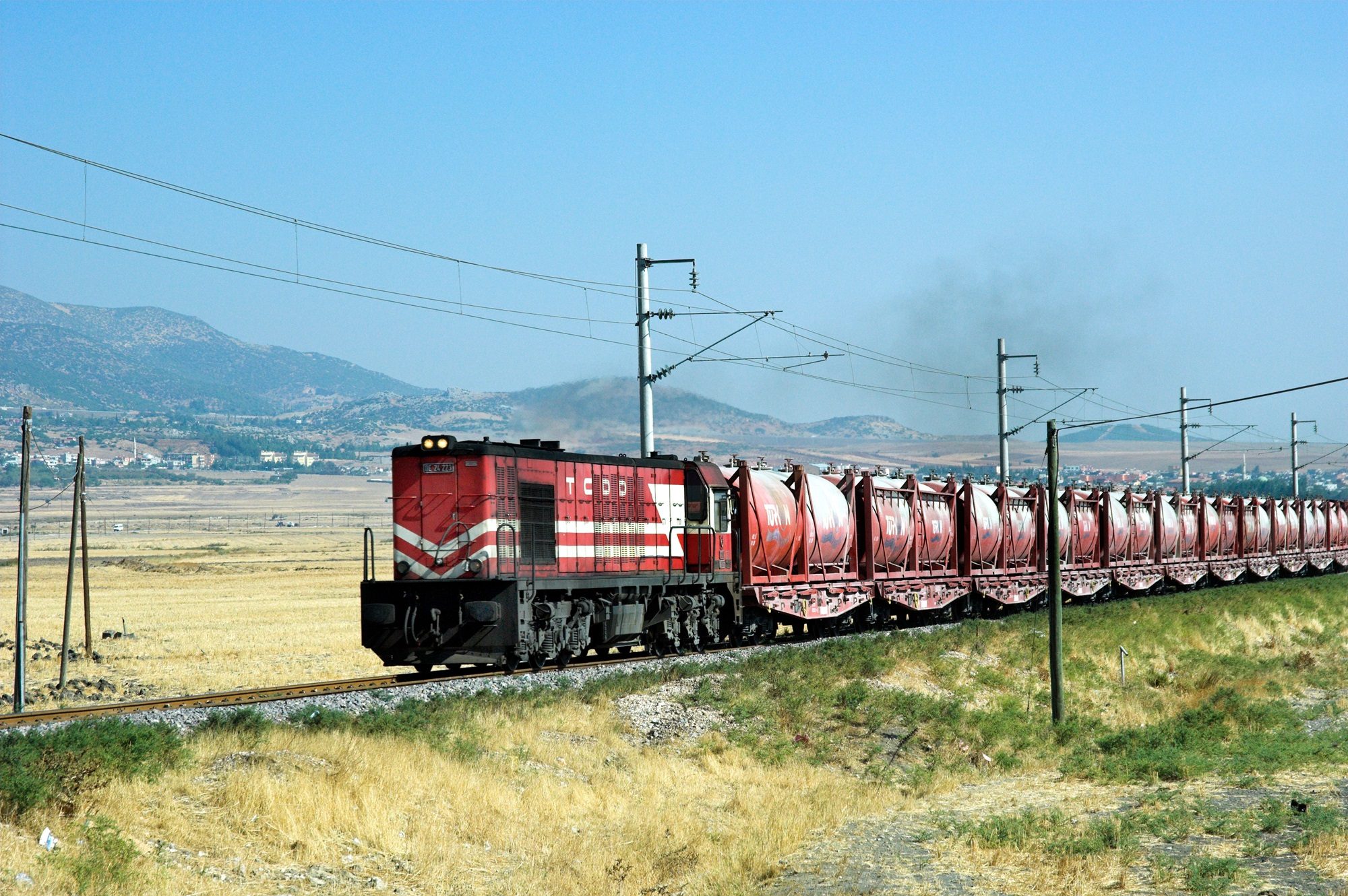 A freight train in rural Turkey. The Middle Corridor connecting with China is presently underused