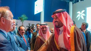 Crown Prince Mohammed bin Salman at Saudi Arabia's reception for Riyadh's candidacy to host Expo 2030 in Paris in 2023
