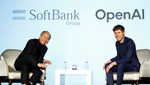 SoftBank CEO Masayoshi Son and OpenAI CEO Sam Altman at an event to pitch AI for businesses in Tokyo on February 3