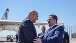 Iraqi prime minister Mohammed Shia Al-Sudani welcomes Lebanese president Joseph Aoun in Baghdad on June 1, 2025