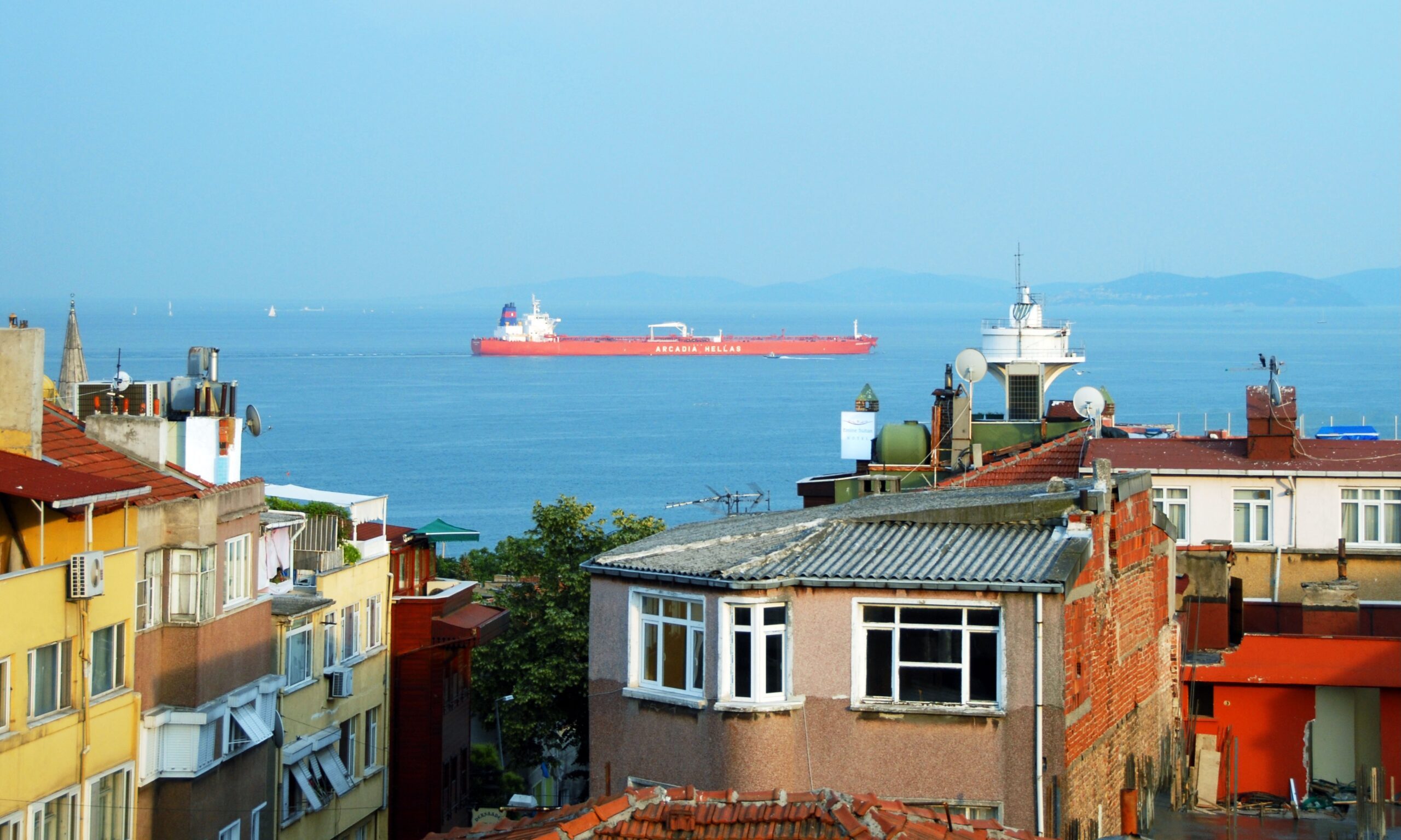 An oil tanker passes through the Turkish Straits. The Montreux Convention grants Turkey the right to set passage fees