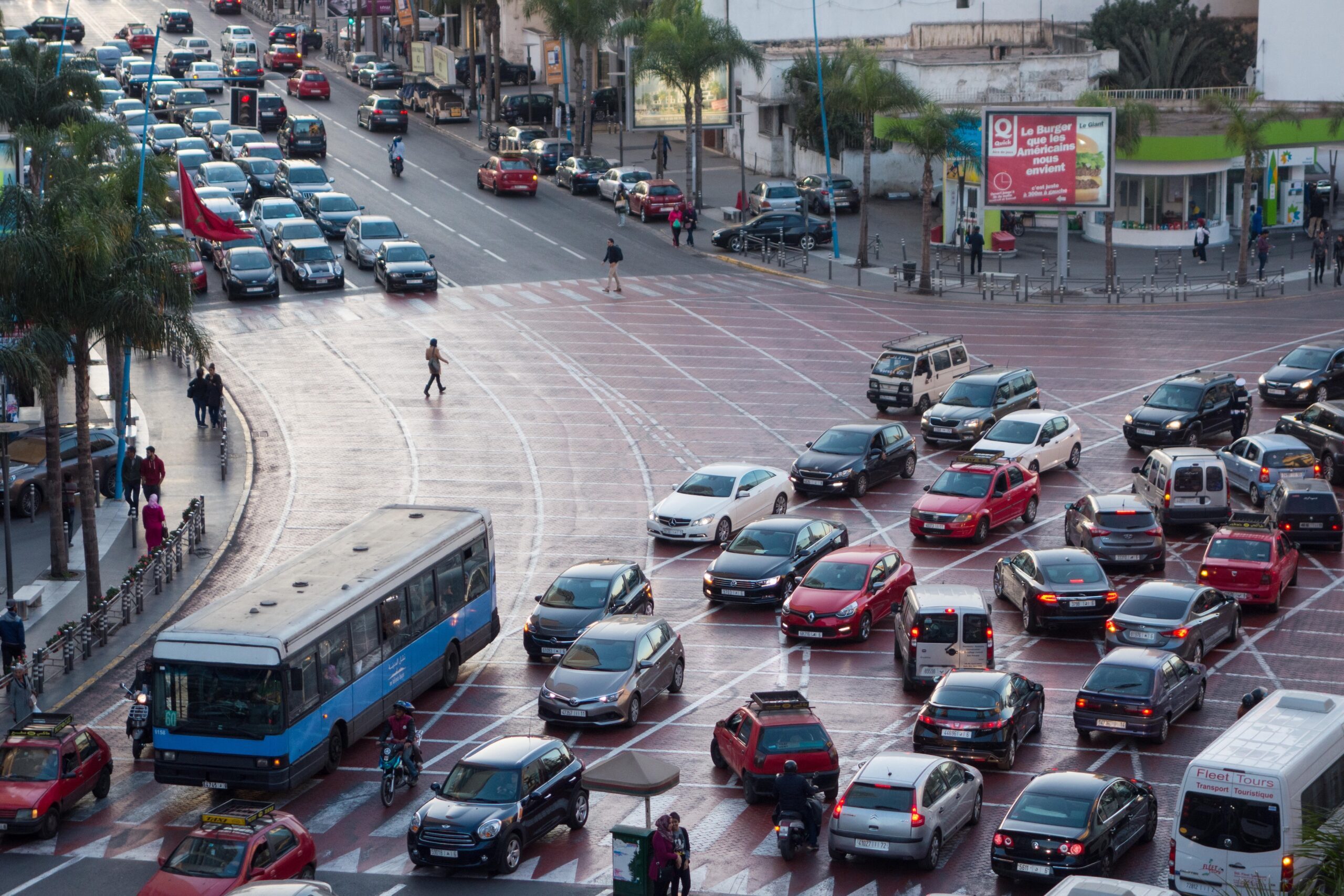 Traffic in central Casablanca, Morocco. The country is stepping up efforts to reduce its dependence on fossil fuels