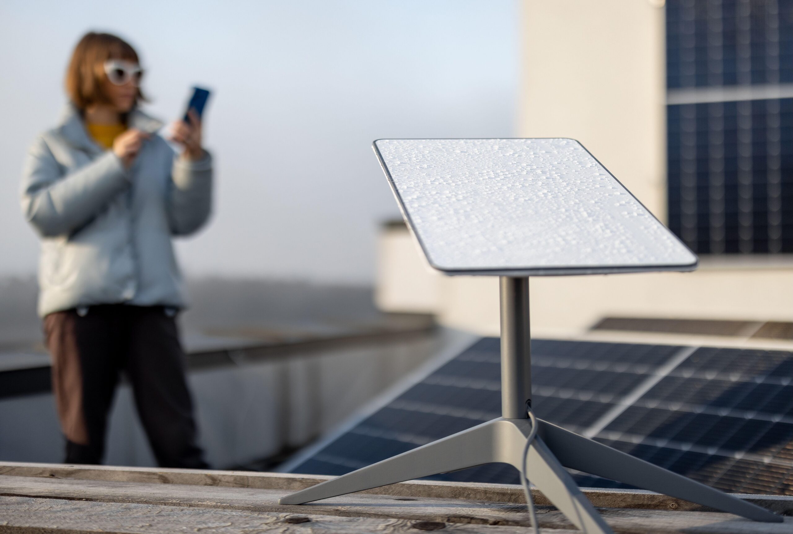 A Starlink satellite dish on a residential building. Full approval for the company to begin operations in Lebanon is expected this month