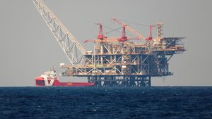 The production platform of Israel's Leviathan natural gas field. Supplies from Israel to Jordan have been disrupted