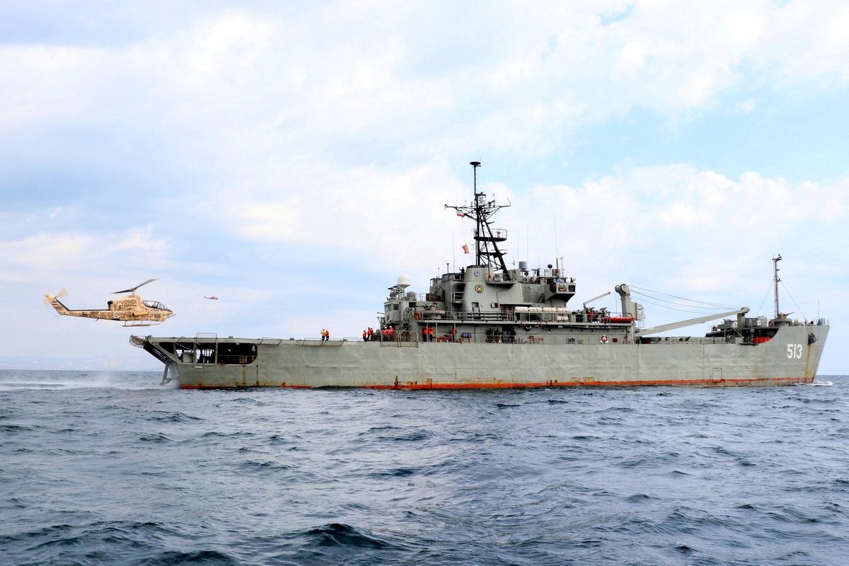 An Iranian military ship takes part in an annual drill in the coastal area of the Gulf of Oman and near the Strait of Hormuz. Disruption to the Strait would spook international oil markets